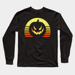 halloween scary evil pumpkin funny pumpkin head Long Sleeve T-Shirt